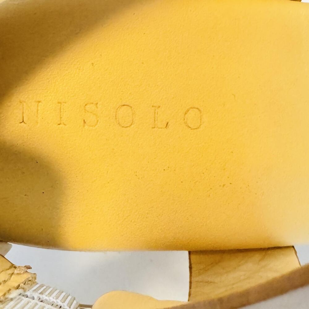 Nisolo Sandals Womens 8 Brown Leather Slingback Wooden Platform Block Heel Shoes - Picture 9 of 11